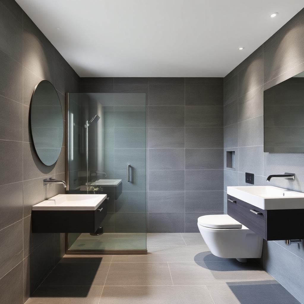 Salle de bain moderne grise à Toulouse
