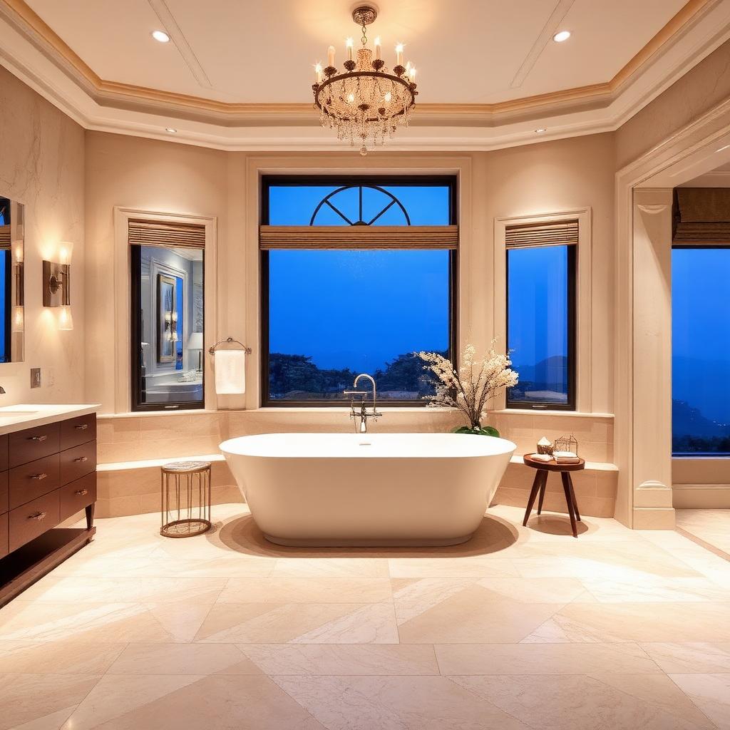 Salle de bain luxe travertin
